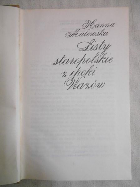 Malewska Hanna  -  Listy staropolskie z epoki Wazów