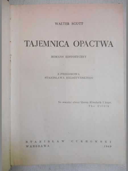 Tajemnica opactwa, 1949 r.