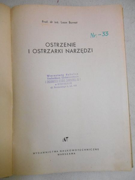 Burnat Leon - Ostrzenie i ostrzałki narzędzi