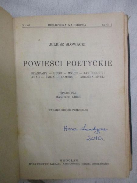 Powieści poetyckie, 1949 r.