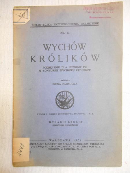 Zabłocka Irena - Wychów królików, 1934 r.