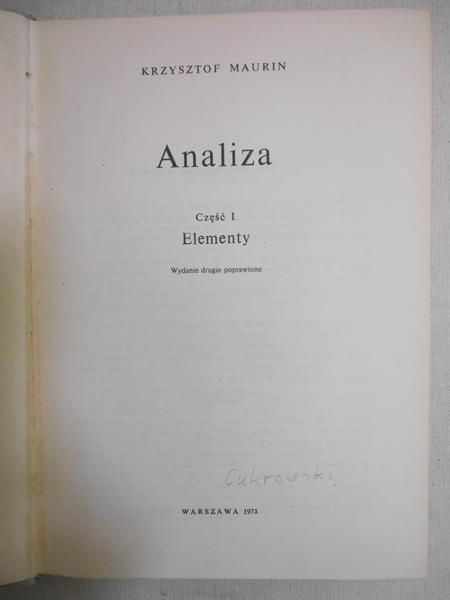 Maurin Krzysztof  - Analiza, cz. I: Elementy