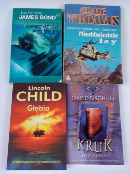 Bischoff, Fleming, Child, Thomas - Kruk. Słowo kruka/ James Bond. Operacja piorun/Głębia/Niedźwiedzie łzy, 4 książki