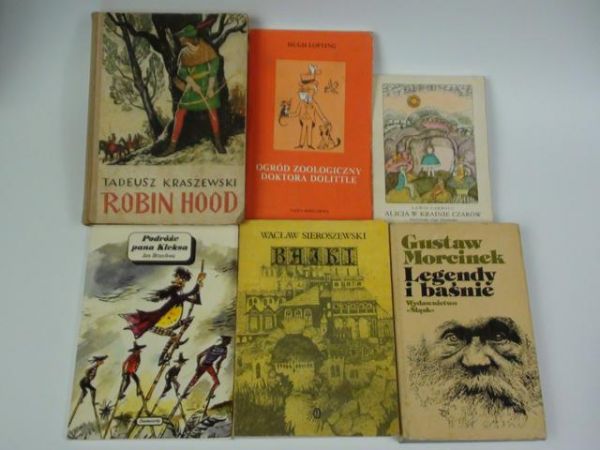 Carroll, Lofting, Brzechwa, , Sieroszewski, Kraszewski - Alicja w Krainie Czarów/Ogród zoologiczny Doktora Dolittle/Podróże pana Kleksa/Legendy i baśnie/Bajki/Robin Hood, 6 książek
