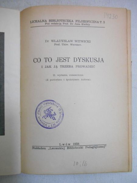 Co to jest dyskusja, 1938 r.