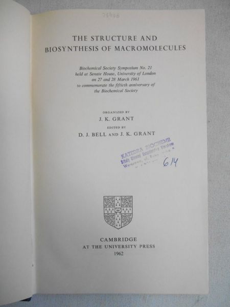 The Structure and Biosynthesis of Macromolecules