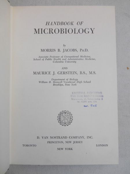 Handbook of microbiology