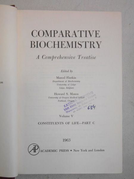 Comparative Biochemistry. T. V