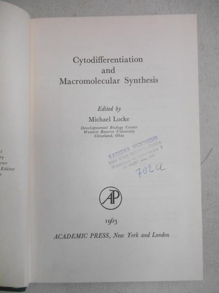 Cytodifferentiation and Macromolecular Synthesis
