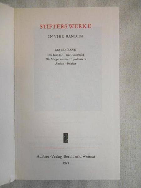 Stifter Adalbert - Stifters Werke t. I-IV