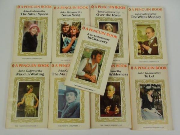 Galsworthy John - The Silver Spoon/Swan Song/The White Monkey/Over the River/In Chancery/Maid in Waiting/The Man of Property/To Let/Flowering Wilderness, 9 książek