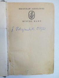 Mistrz Marx, wyd. 1929 r.