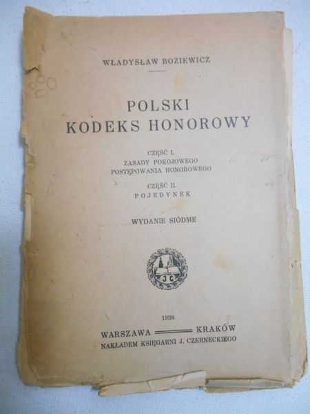 Boziewicz Władysław - Polski kodeks honorowy, 1938 r.
