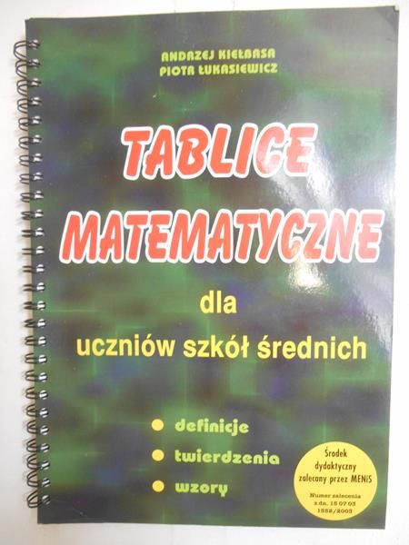 Tablice matematyczne dla uczniów szkół średnich
