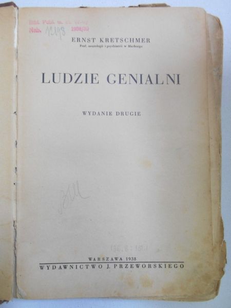 Kretschmer Ernst - Ludzie genialni, 1938 r.