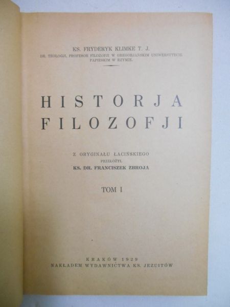 Historia filozofii, 1929 r.