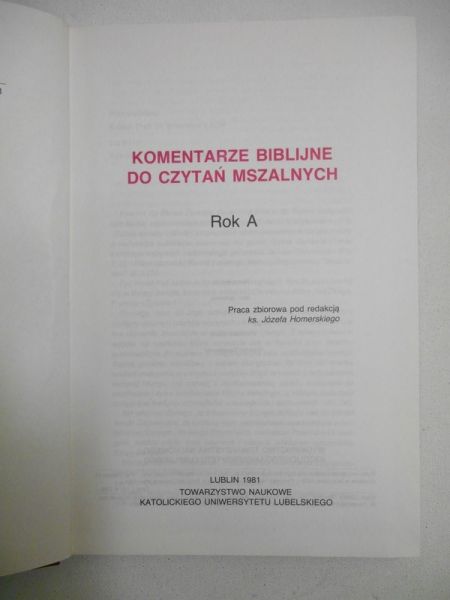 Komentarze biblijne do czytań mszalnych
