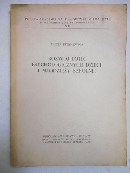 Rozwój pojęć psychologicznych dzieci i młodzieży szkolnej