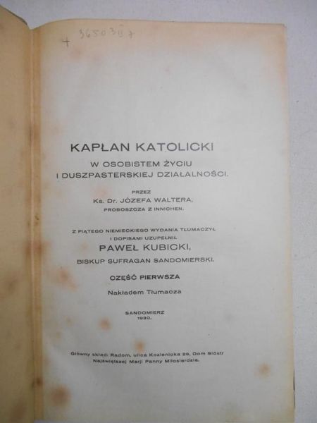 Kapłan katolicki, tom I, 1930 r.
