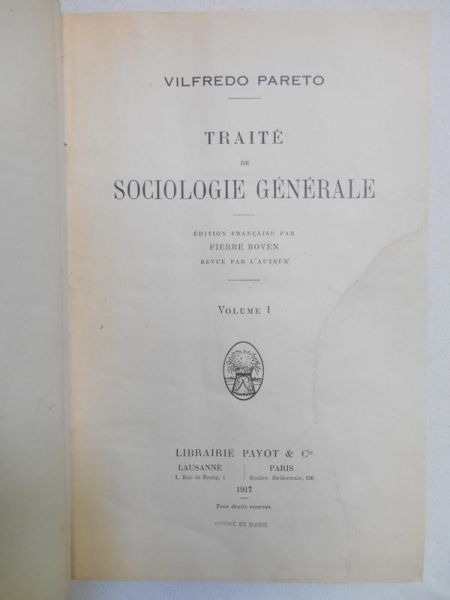 Traite de Sociologie Generale, 1917 r.