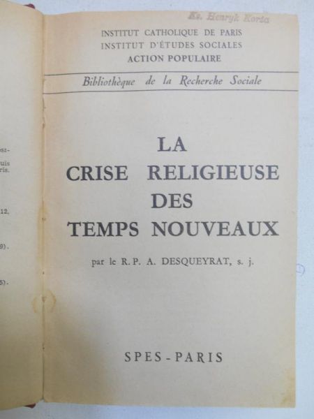 La Crise Religieuse des Temps Nouveaux
