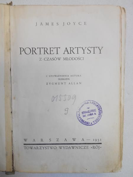 Joyce James  - Portret artysty z czasów młodości, 1931 r.