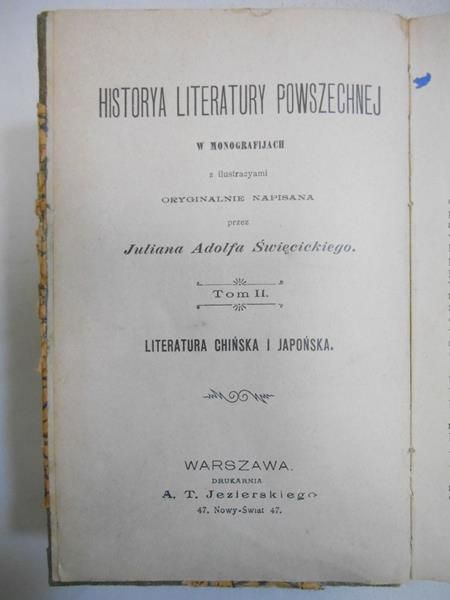 Historya literatury powszechnej, t. II, 1901 r.