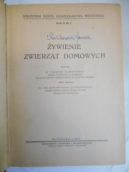 Żywienie zwierząt domowych 1947 r.