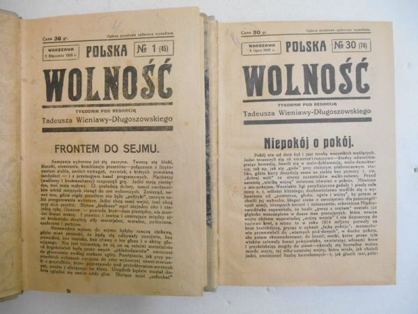 Długoszowski- Wieniawa Tadeusz (red.) - Polska wolność nr 1 (45) / Polska wolność nr 30 (74), 1928 r.