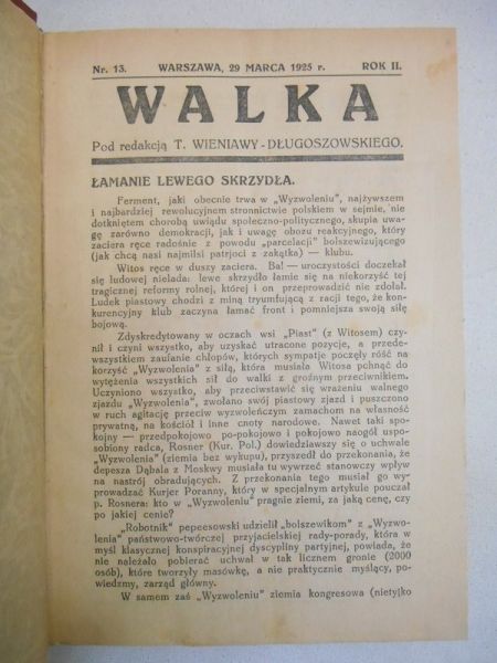 Walka, Wolność - 1925 rok