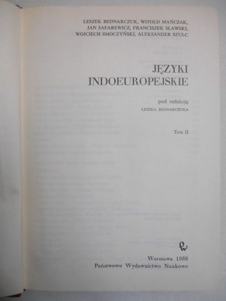 Języki indoeuropejskie, T. II