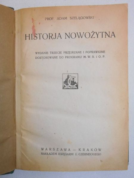 Szelagowski  - Historja nowozytna 1924 r.