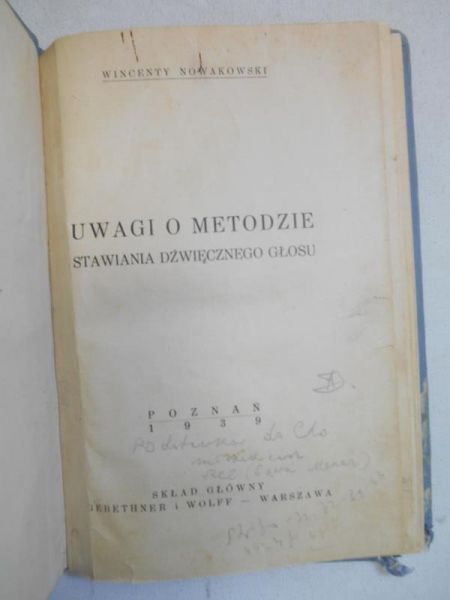 Uwagi o metodzie stawiania dźwięcznego głosu, 1939 r.