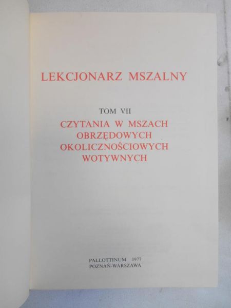 Lekcjonarz mszalny tom VII