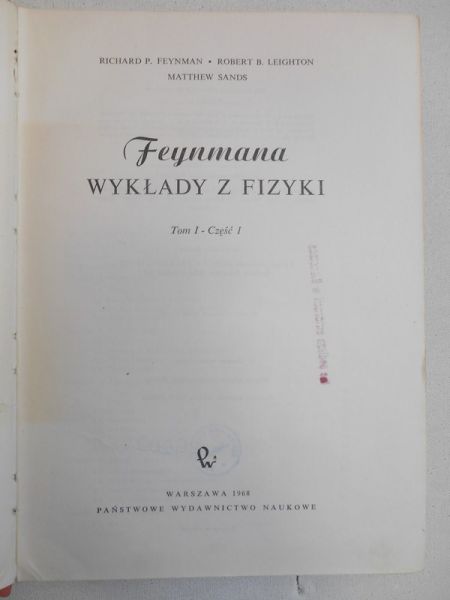 R.  - a wykłady z fizyki, Tom I