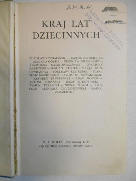 Kraj lat dziecinnych, 1942 r.