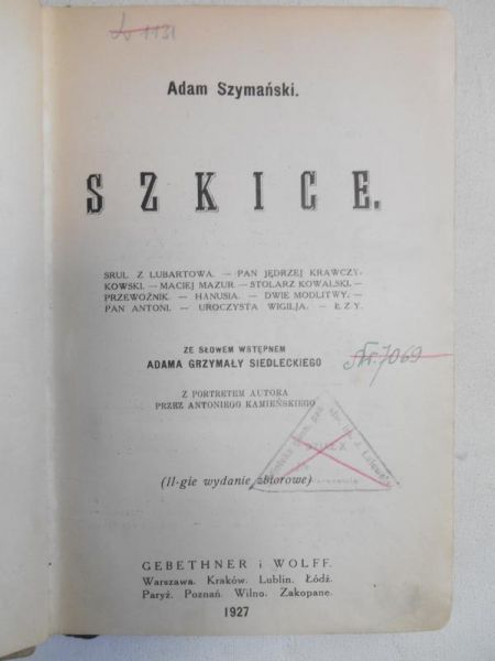 Szkice, 1927 r.