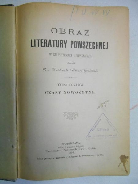 Chmielowski Piotr - Obraz literatury powszechnej, 1896 r.