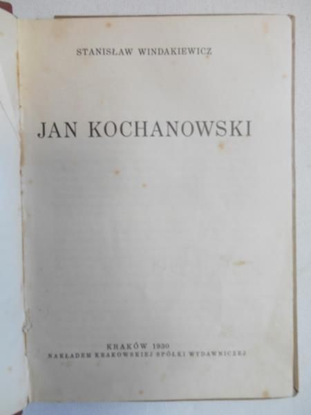 Jan Kochanowski, 1930 r.