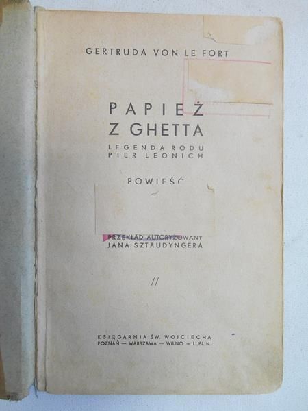 Papież z Ghetta: genda rodu Pier Leonich, 1936 r.