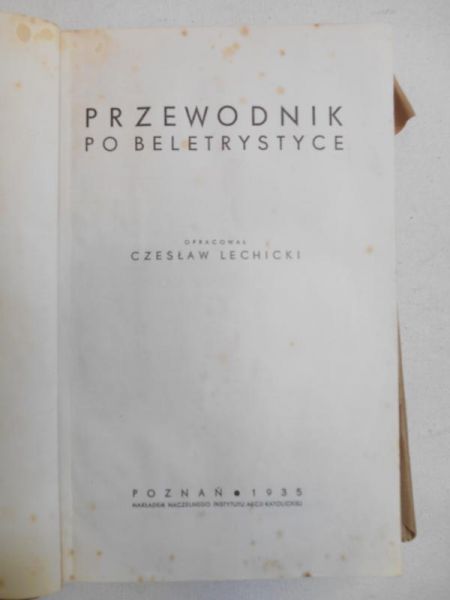 Przewodnik po beletrystyce, 1935