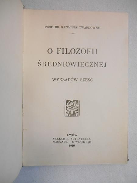 O filozofii średniowiecznej, 1910 r.