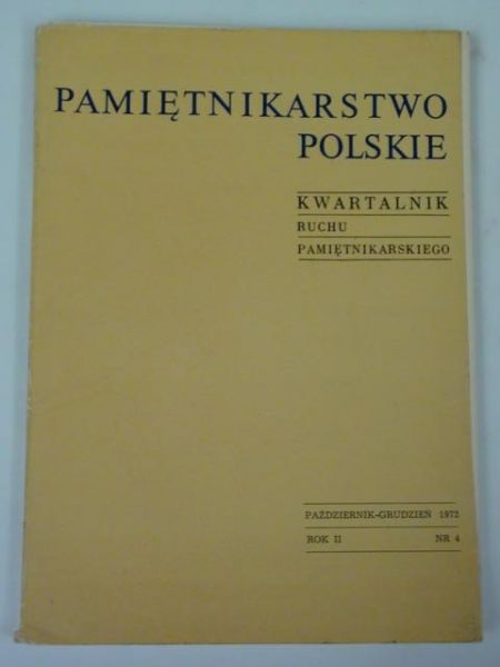 Pamiętnikarstwo polskie nr 4/1972
