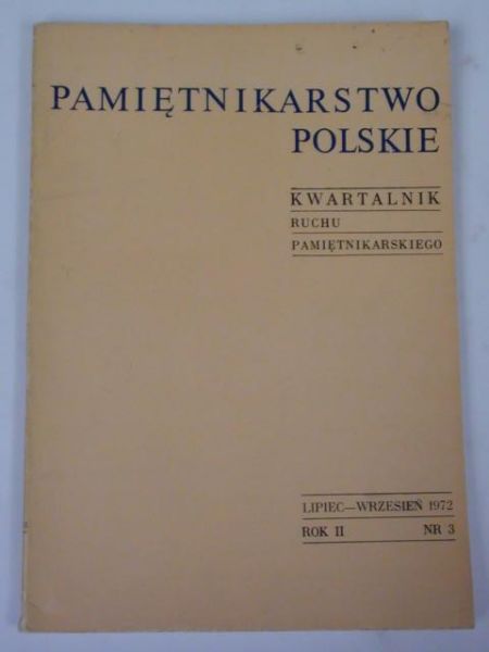 Pamiętnikarstwo polskie nr 3/1972