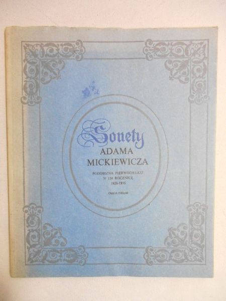 Sonety Adama Mickiewicza reprint z 1826 r.