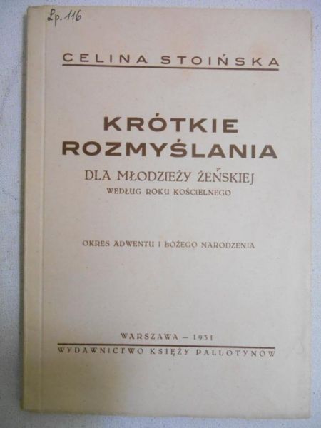Krótkie rozmyślania dla młodzieży żeńskiej, 1931 r.