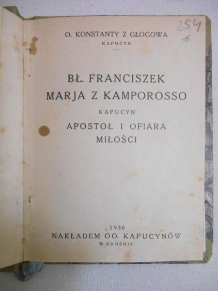 Bł. Francisek Marja  Kamporosso, 1930 r.