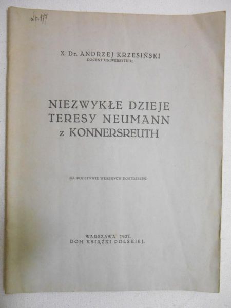 Niezwykłe dzieje Teresy Neumann z Konnersreuth, 1927 r.
