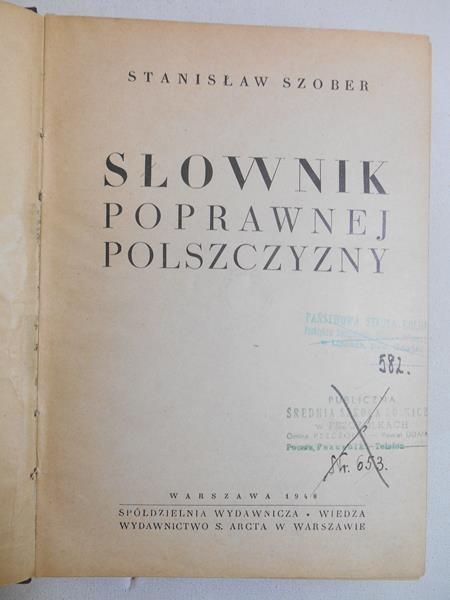 Słownik poprawnej polszczyzny, 1948 r.