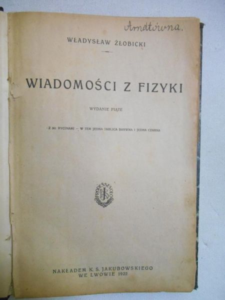 Wiadomości z fizyki, 1922 r.